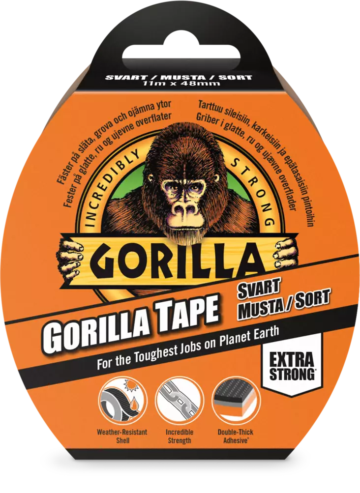 Gorilla Tape Black 11m svart tejp - Tejper - 5704947004293 - 1