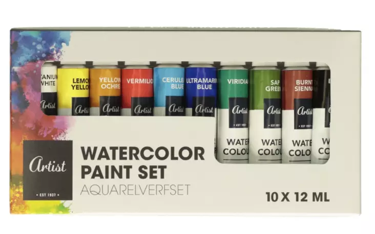 Vattenfärger 10 x 12 ml - Konstnärsmaterial - 8721037026093 - 1