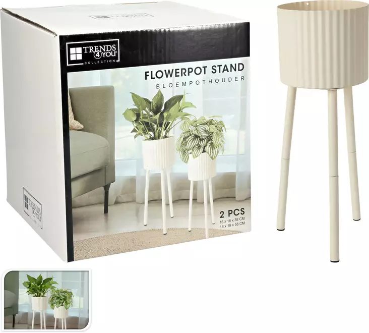 Kruka med stativ i metall - Krukor, vaser, korgar - 8721037619493 - 1