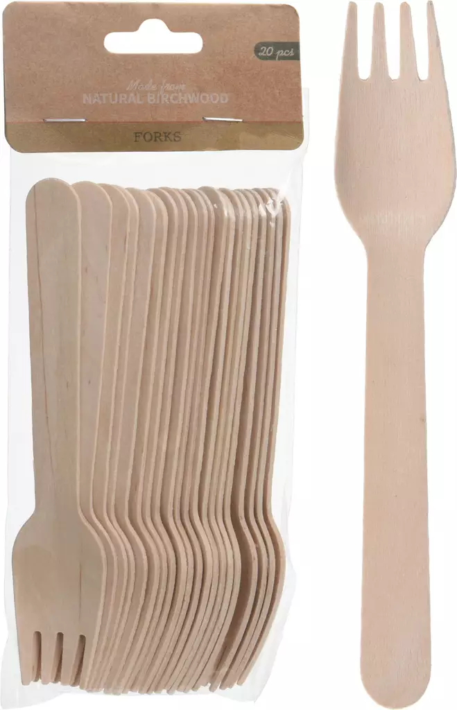 Engångs trägafflar 20 st/förpackning - Andra köksprodukter - 8719202625523 - 1