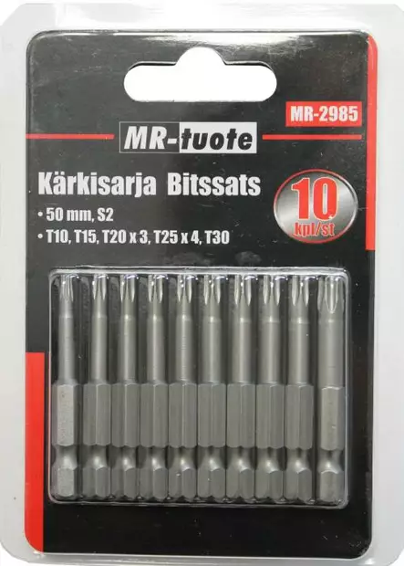 Torx bits-set 10 st, 50 mm, S2 - Skruvbits och -satser - 6430074697884 - 1