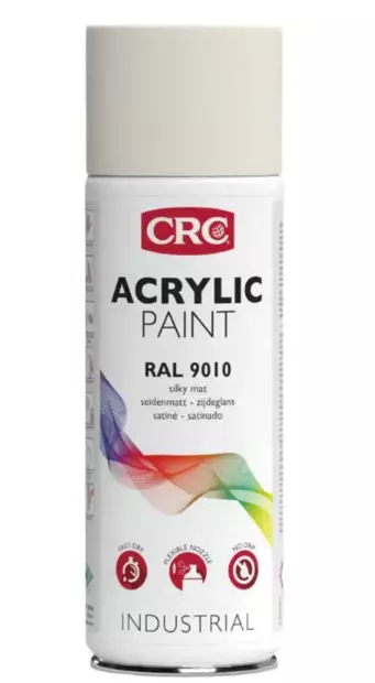 CRC Akrylfärg RAL 9010 Matt Vit - Sprayfärger - 5412386070044 - 1