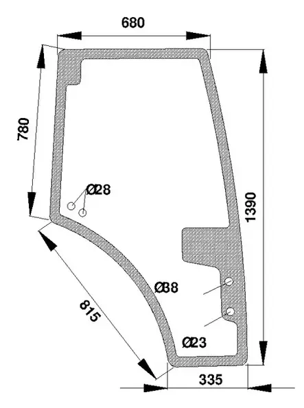Glasdörr, höger (Fendt H816810030340) - Styrhytt och kaross - 3660980032544 - 1