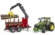 Bruder John Deere 7R 350 med timmerflak och stockar - Bruder arbetsmaskinsleksaker - U03154 - 2