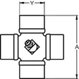 Korsförbindelse 32x76mm, P-tätning, 2 nipplar, W2400/W400E/P400 - Korsord - 8435194016964 - 2