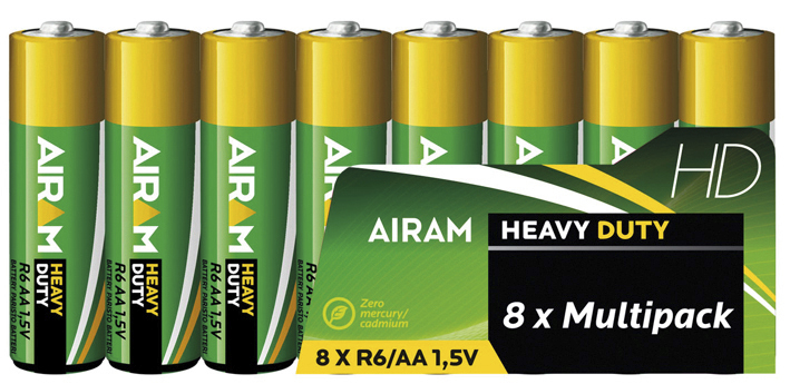 Airam HD batteri R6 AA 1,5V 8 st/förpackning - Batterier, testare - 6435200164124 - 1