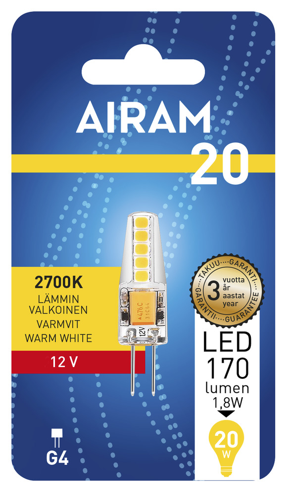 Airam LED PO 1,6W/827 G4 12V - Övrigt - 6435200232434 - 1