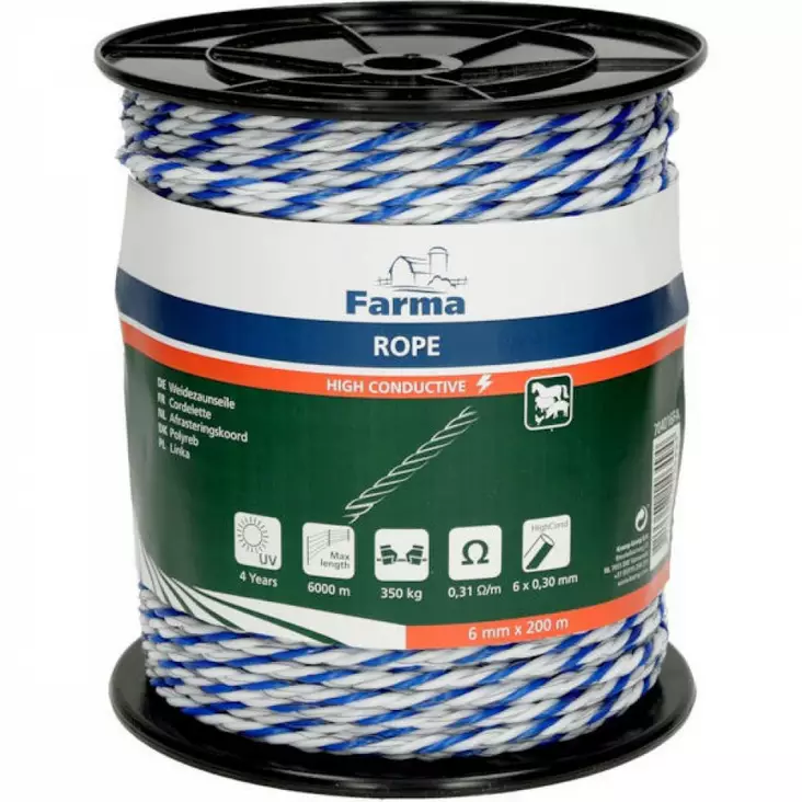 Stängselrep Farma HighCond 6 mm 200 m - Stängselband och -trådar - 8719607146494 - 2