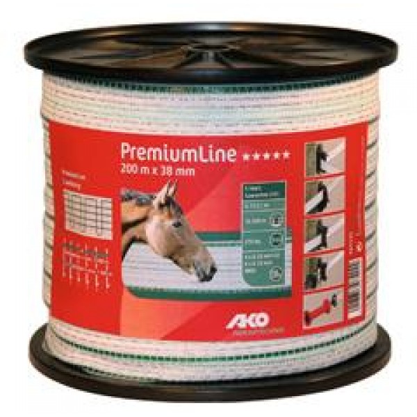 AKO Premium stängselband 38 mm 200 m vit/grön - Stängselband och -trådar - 4018653074244 - 1