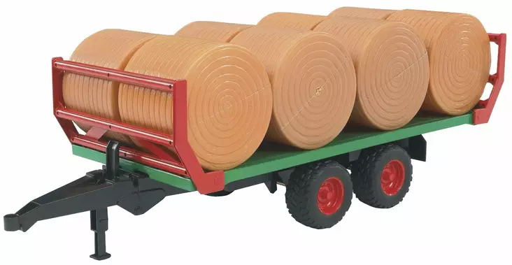 Bruder rundbalstransportvagn + 8 rundbalar - Bruder arbetsmaskinsleksaker - 4001702022204 - 1