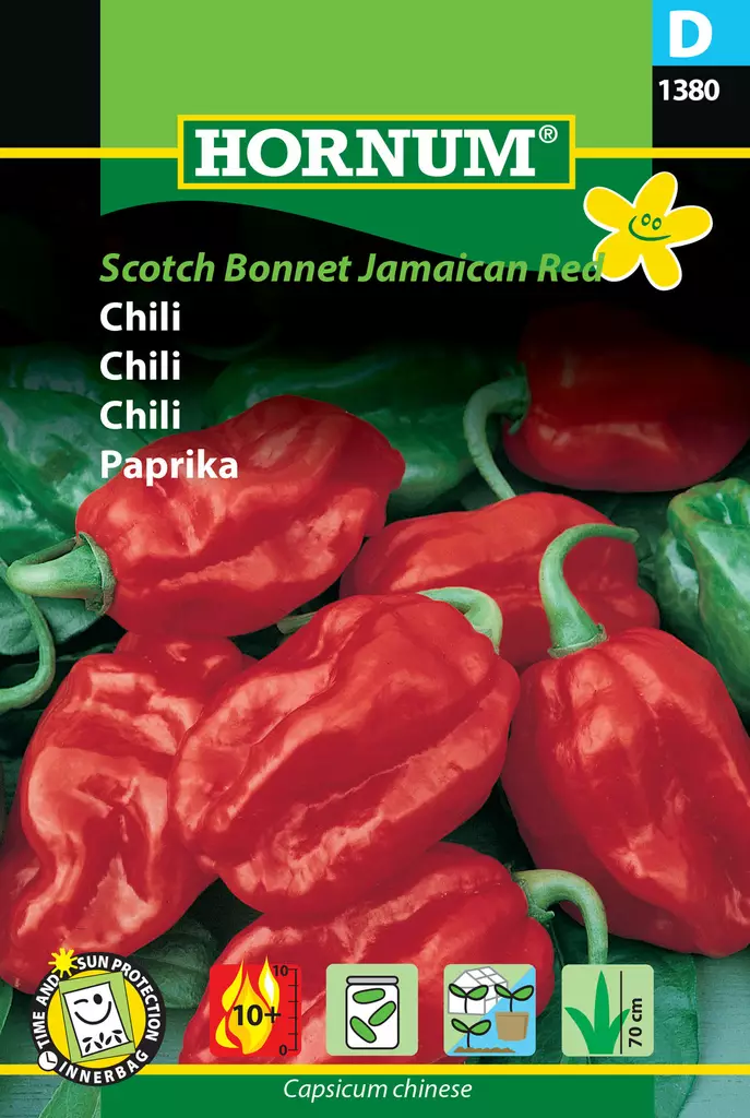 Chili 'Scotch Bonnet Jamaican Red' - Frön och sättpotatisar. - 5708787013804 - 1