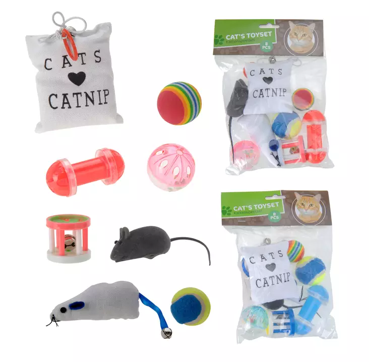 Kattens leksakssats 8-delar - Husdjursleksaker - 8711295039584 - 1