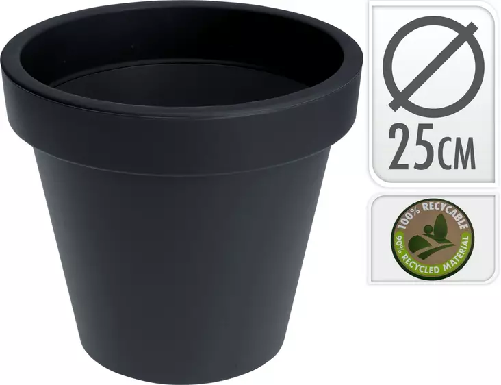 Grå kruka 25 cm - Krukor, vaser, korgar - 8720573148634 - 1