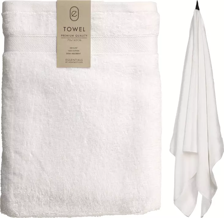 Badhandduk 70x140 cm vit - Badrumstillbehör - 8720573823524 - 1