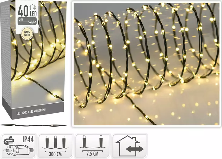 LED-ljusslinga varm vit 40-delar mjuk sladd - Stämningsbelysning - 8719987973154 - 1