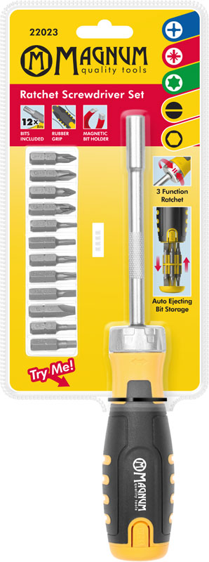 Magnum ratchet skruvmejsel 110mm 13-delar - Skruvbits och -satser - 6418868220234 - 1