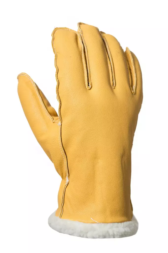 Nötläder vinterhandske med teddyfoder gul - Arbetshandskar - 6418326250384 - 1