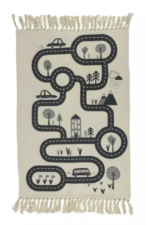 Trafikmatta svartvitt 80x120 cm - Inomhusleksaker - 8720573359054 - 1