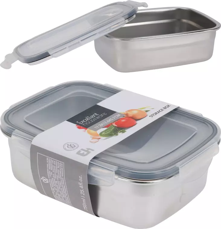 Stålbehållare med lock 750 ml - Andra köksprodukter - 8721037355124 - 1