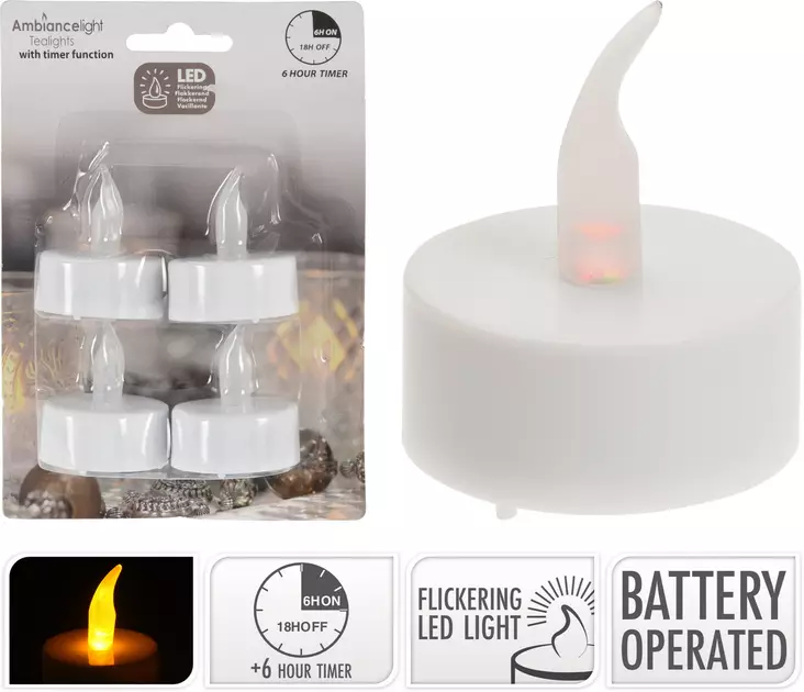 LED-värmeljus 4 st/förpackning - Ljusstakar - 8719202840964 - 1