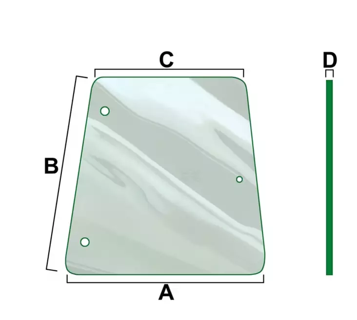 Sidoglas vänster/höger, passar MF 300-serien - Hytt och kaross - 5035776897894 - 1
