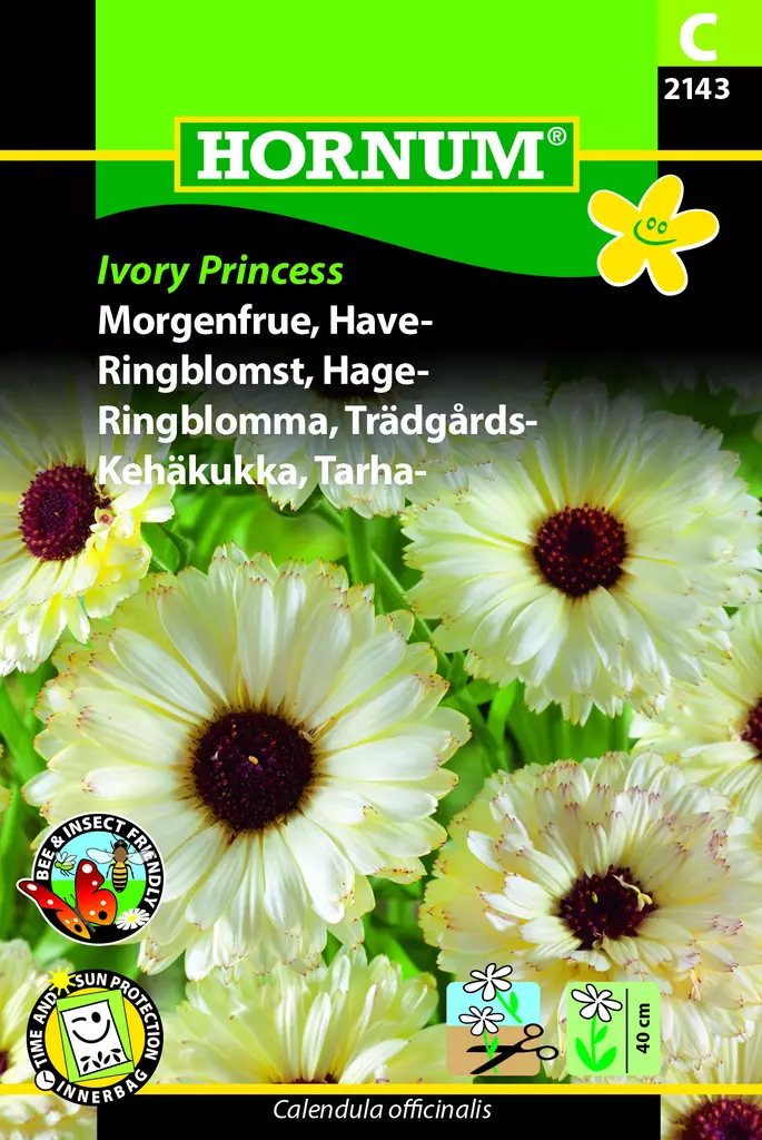 Trädgårdsringblomma 'Ivory Princess' - Frön och sättpotatisar. - 5708787021434 - 1