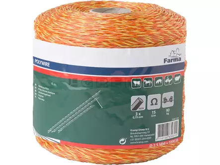 Stängseltråd Farma 2mm 1000m gul/orange - Stängselband och -trådar - 8716106839315 - 1