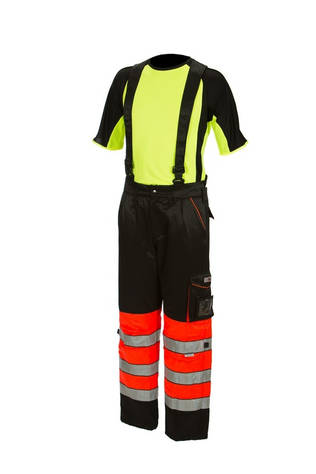 Priha vinterarbetsbyxor med hängslen röd/svart - Vinterarbetskläder - 6418326404565 - 2