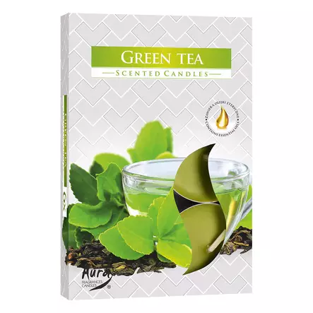 Doftande värmeljus Green Tea 6 st/fp - Ljusstakar - 5906927015835 - 1