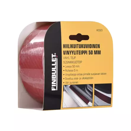 Vinyltejp kolfibermönstrad 50 mm x 5 m röd - Tejper - 6438152023235 - 2