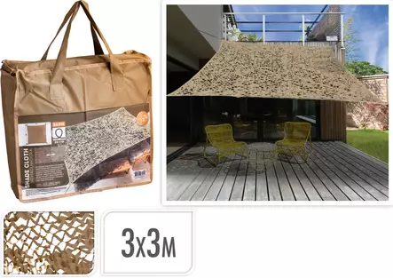 Solskydd camo beige 3x3 m - Trädgårdstextilier - 8721037962445 - 1