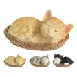 Katt i korg - Trädgårdsskulpturer, dekorationer - 8720573078795 - 1