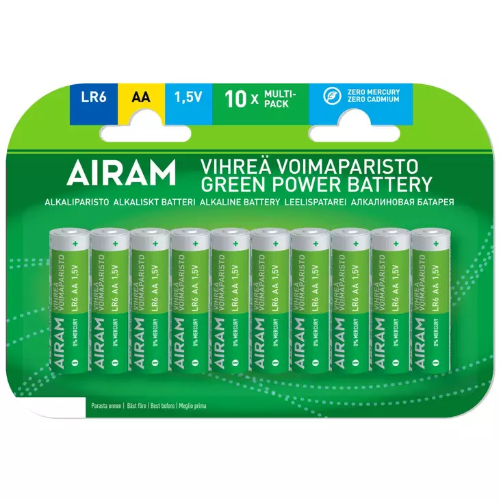 Airam Grön Kraft batteri LR6 AA - Batterier, testare - 6435200275585 - 1