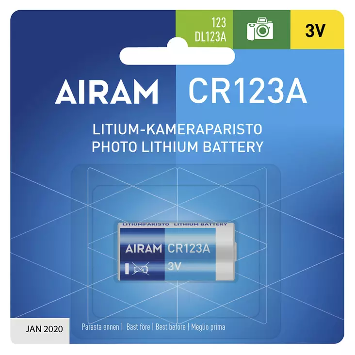 Airam litium kamera batteri CR123A - Batterier, testare - 6435200138255 - 1