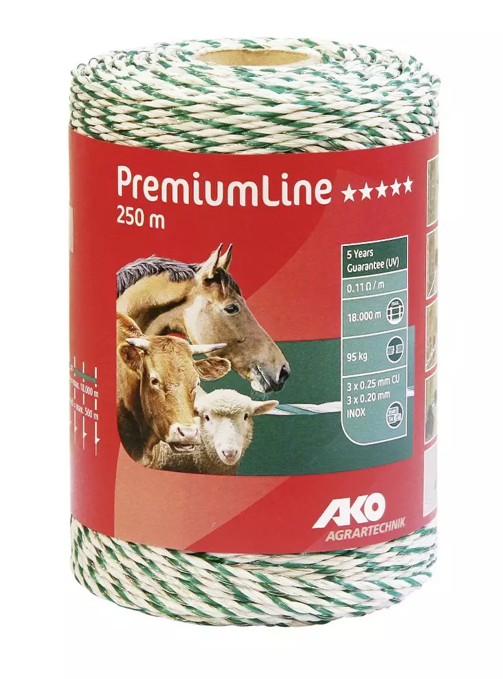 Stängseltråd 3 mm/250 m vit/grön - Stängselband och -trådar - 4018653074275 - 1