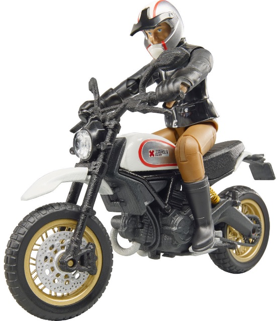 Bruder motorcykel Scrambler Ducati Desert Sled med förare - Bruder arbetsmaskinsleksaker - 4001702630515 - 1