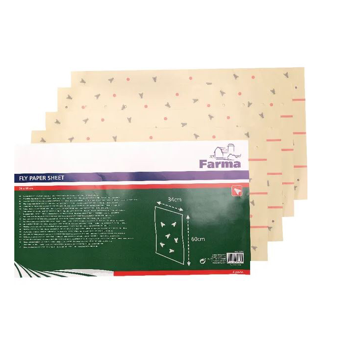 Farma flugpapper - 340 x 600 mm - 4 st/fp - Tillbehör till ladugården - 8716106853625 - 1