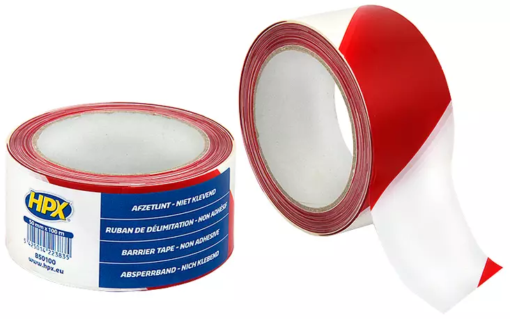 HPX avskiljningstejp vit/röd 50mm x 100m - Tejper - 5425014223835 - 1
