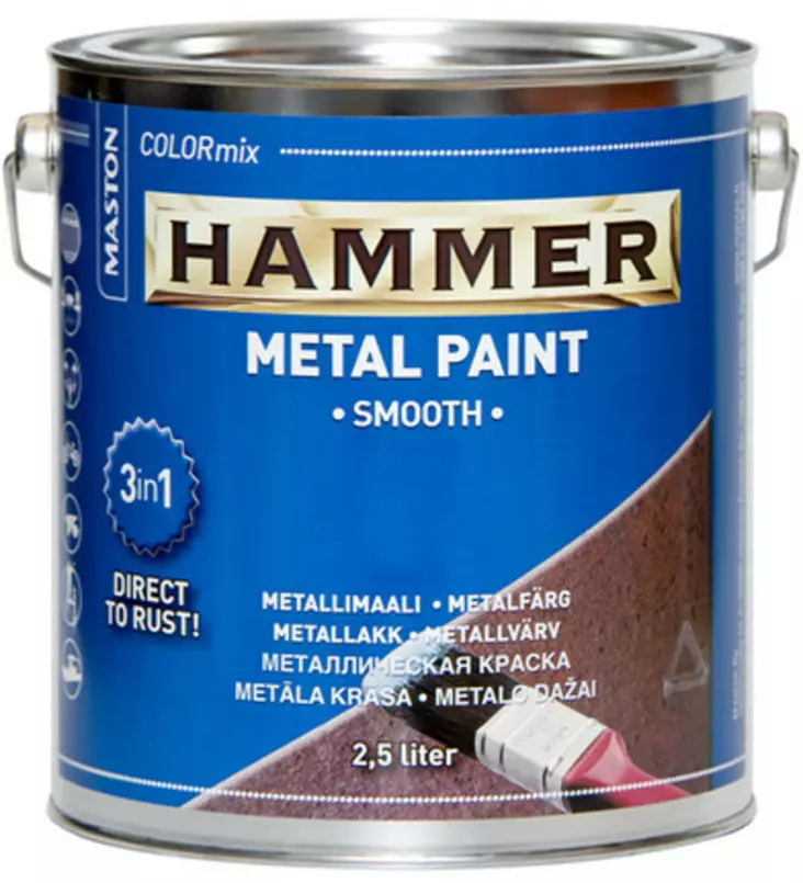Maston Hammer slät metallfärg 2,5 liter - Andra färger, lacker och oljor - 6412490012205 - 1