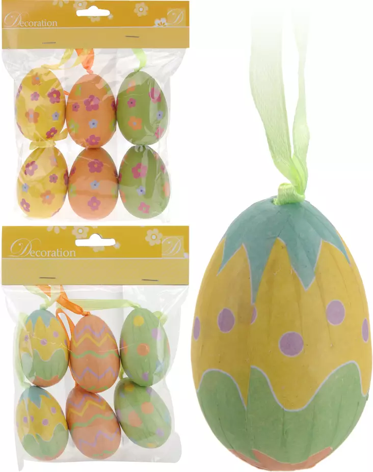 Påskägg 7 cm 6 st/fpkt - Hobbyartiklar - 8719202126075 - 1