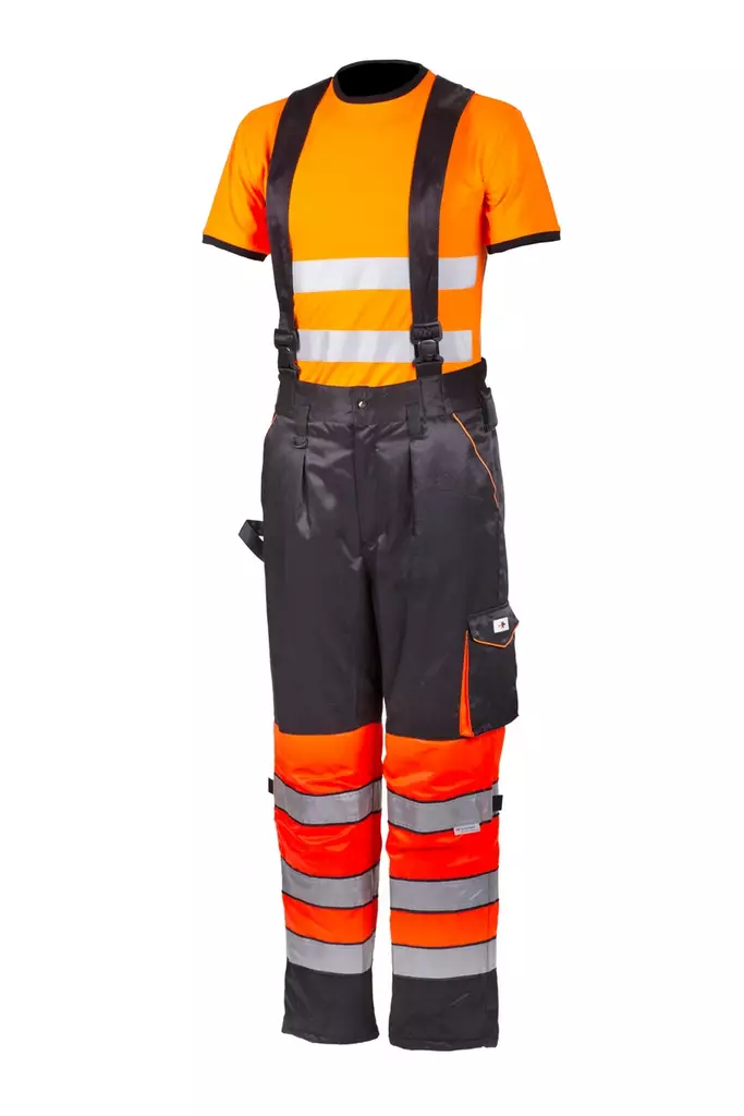 Priha vinterarbetsbyxor med hängslen röd/svart - Vinterarbetskläder - 6418326404565 - 1