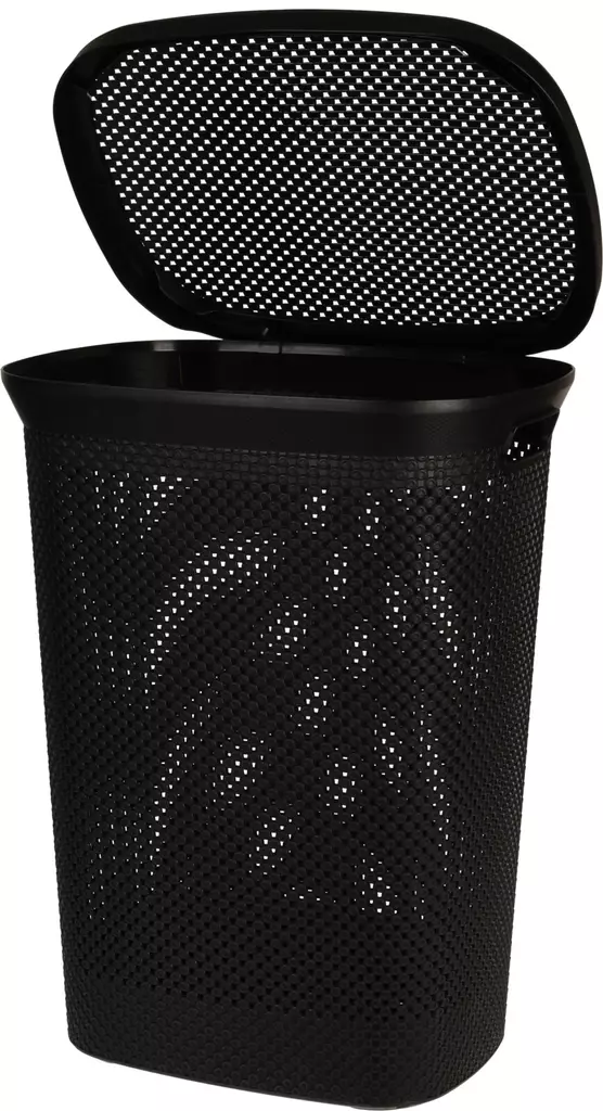 Tvättkorg med lock 60 liter svart - Lådor och korgar - 8720573156745 - 1