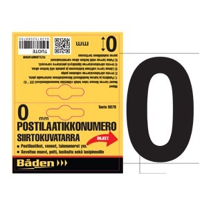 Klisterbokstav noll 50 mm - Brevlådor och nummer - 6438152088845 - 1