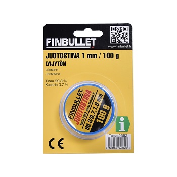 Finbullet Blyfritt lödtenn 1.0mm 100g - Lödning - 6438152023525 - 1