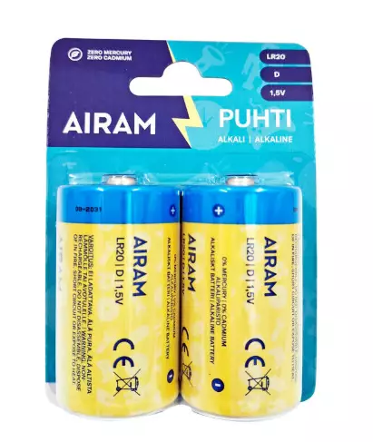 Airam Puhti D-batteri 2 st/fp - Batterier, testare - 6435200192455 - 1
