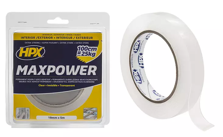 Dubbelhäftande krafttejp 19mm x 5 m - Tejper - 5425014229745 - 1