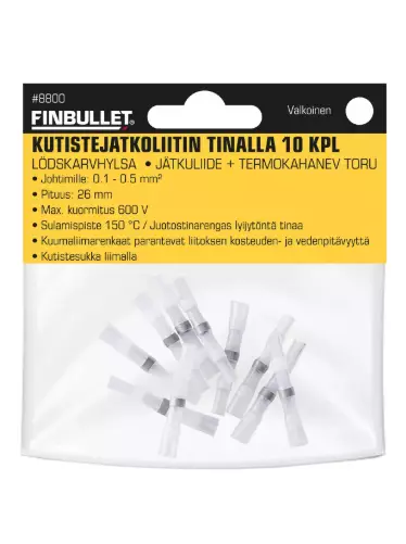 Värmekrympkoppling tenn 10 st vit - Bilbelysning och elektriska tillbehör - 6438152088005 - 1