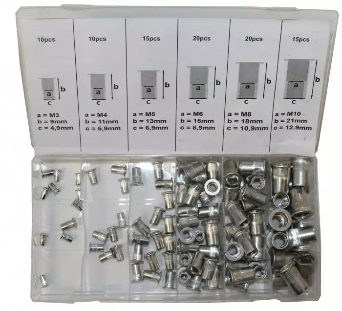 Nötmuttersats 90-delar M3-M10 ALU - Andra fästtillbehör - 6430074692605 - 1