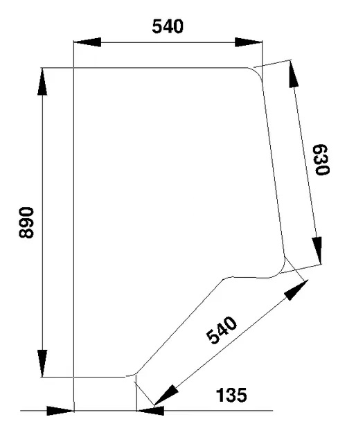 Bakre glas, höger (Case IH 3233051R1, 3233051R2) - Hytt och kaross - 3660980016445 - 1