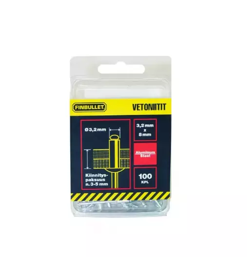 Fäste aluminium 3.2x6mm 100 st - Klamrar och häften - 64381520274615 - 1